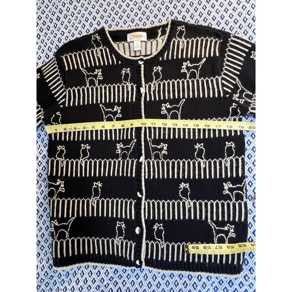 Talbots Cat Print Button Cardigan SM Fairy Quirky Whimsical Cozy - Picture 8 of 8